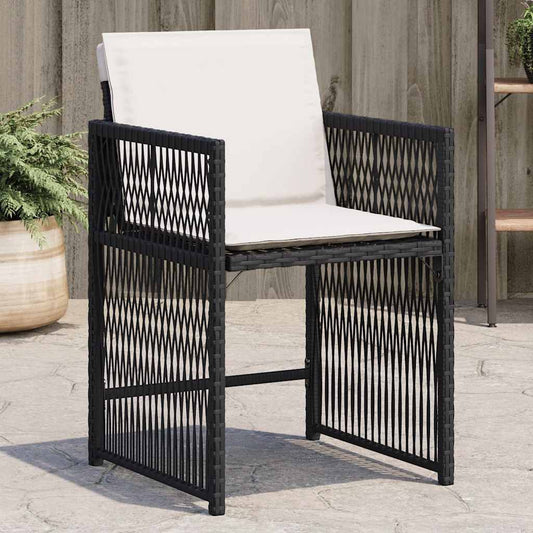 vidaXL Garden Chairs with Cushions 4 pcs Black Poly Rattan