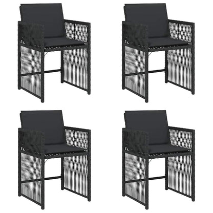 vidaXL Garden Chairs with Cushions 4 pcs Black Poly Rattan