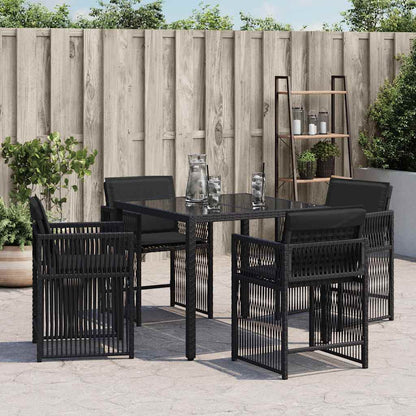vidaXL Garden Chairs with Cushions 4 pcs Black Poly Rattan