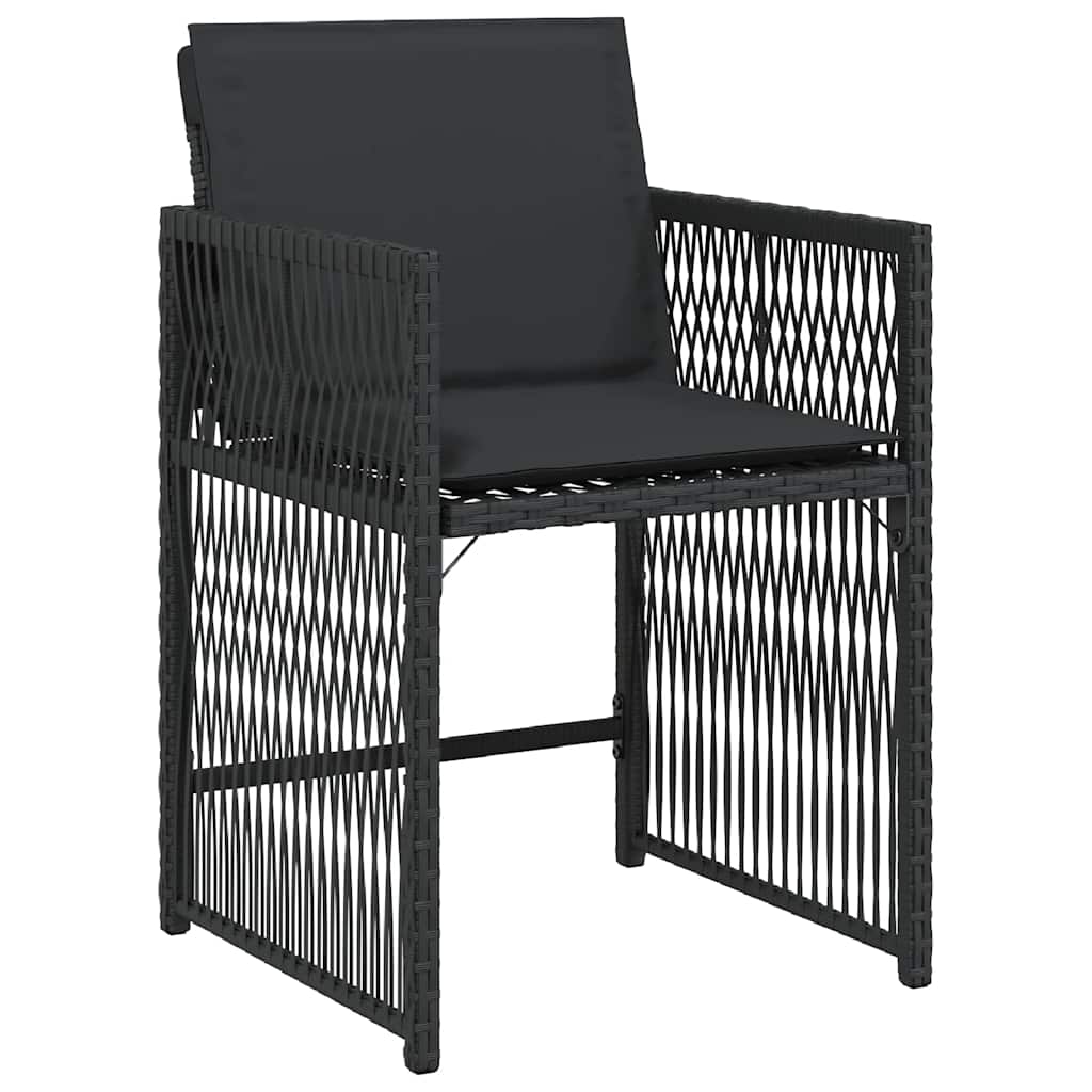 vidaXL Garden Chairs with Cushions 4 pcs Black Poly Rattan