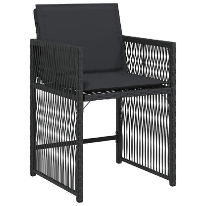 vidaXL Garden Chairs with Cushions 4 pcs Black Poly Rattan