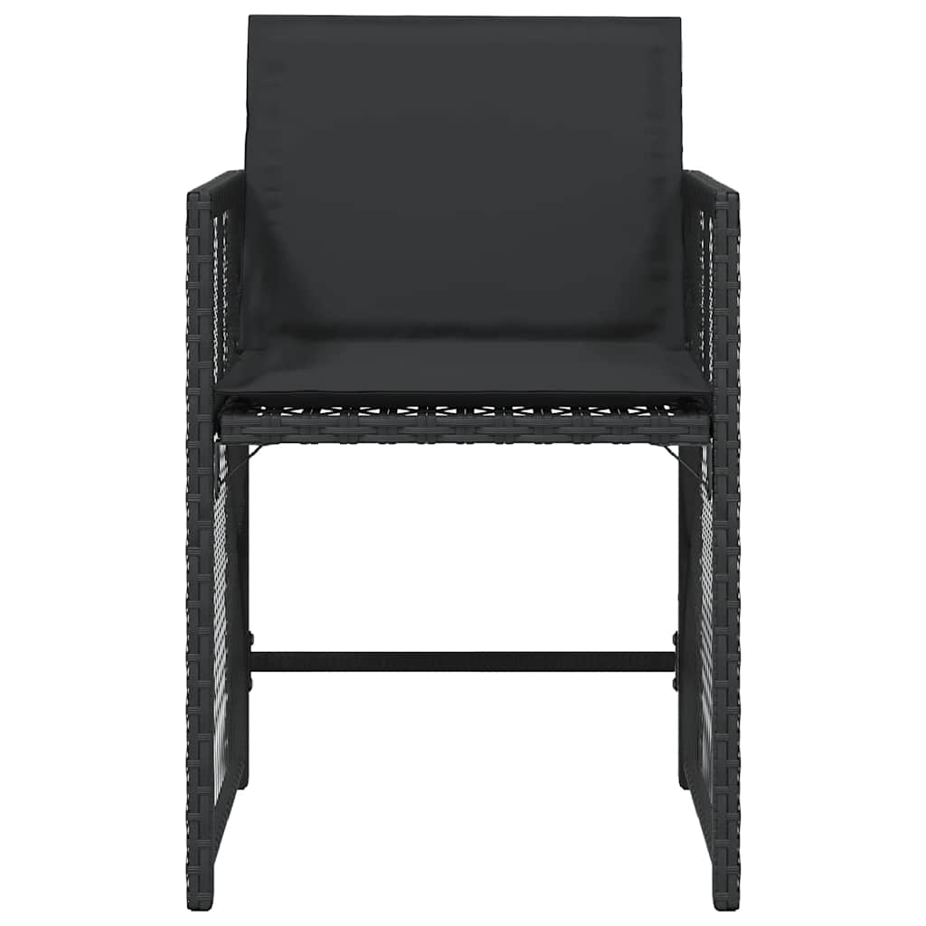 vidaXL Garden Chairs with Cushions 4 pcs Black Poly Rattan
