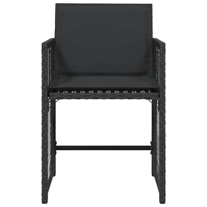 vidaXL Garden Chairs with Cushions 4 pcs Black Poly Rattan