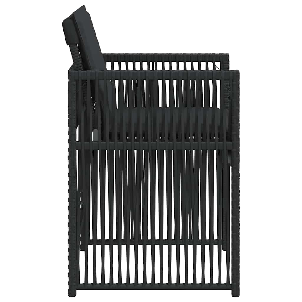 vidaXL Garden Chairs with Cushions 4 pcs Black Poly Rattan