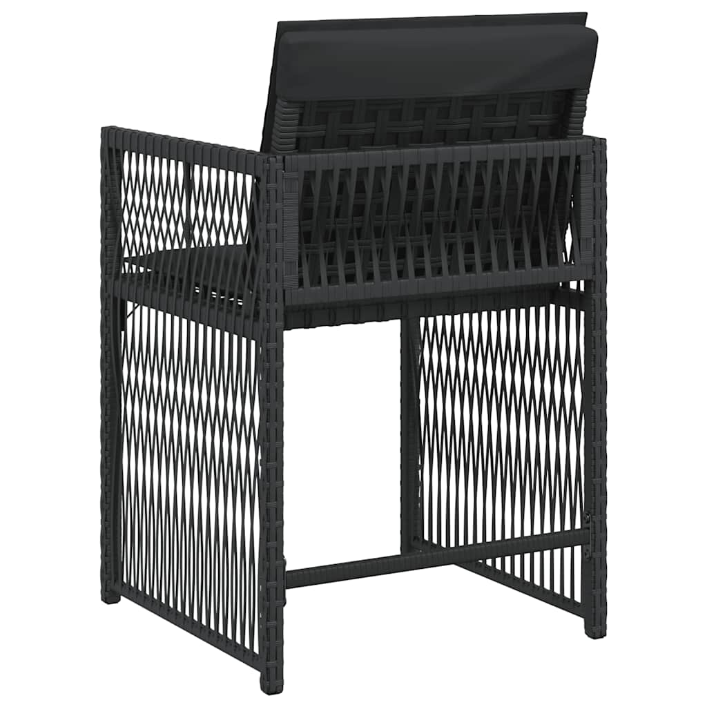 vidaXL Garden Chairs with Cushions 4 pcs Black Poly Rattan
