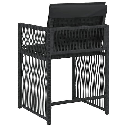 vidaXL Garden Chairs with Cushions 4 pcs Black Poly Rattan