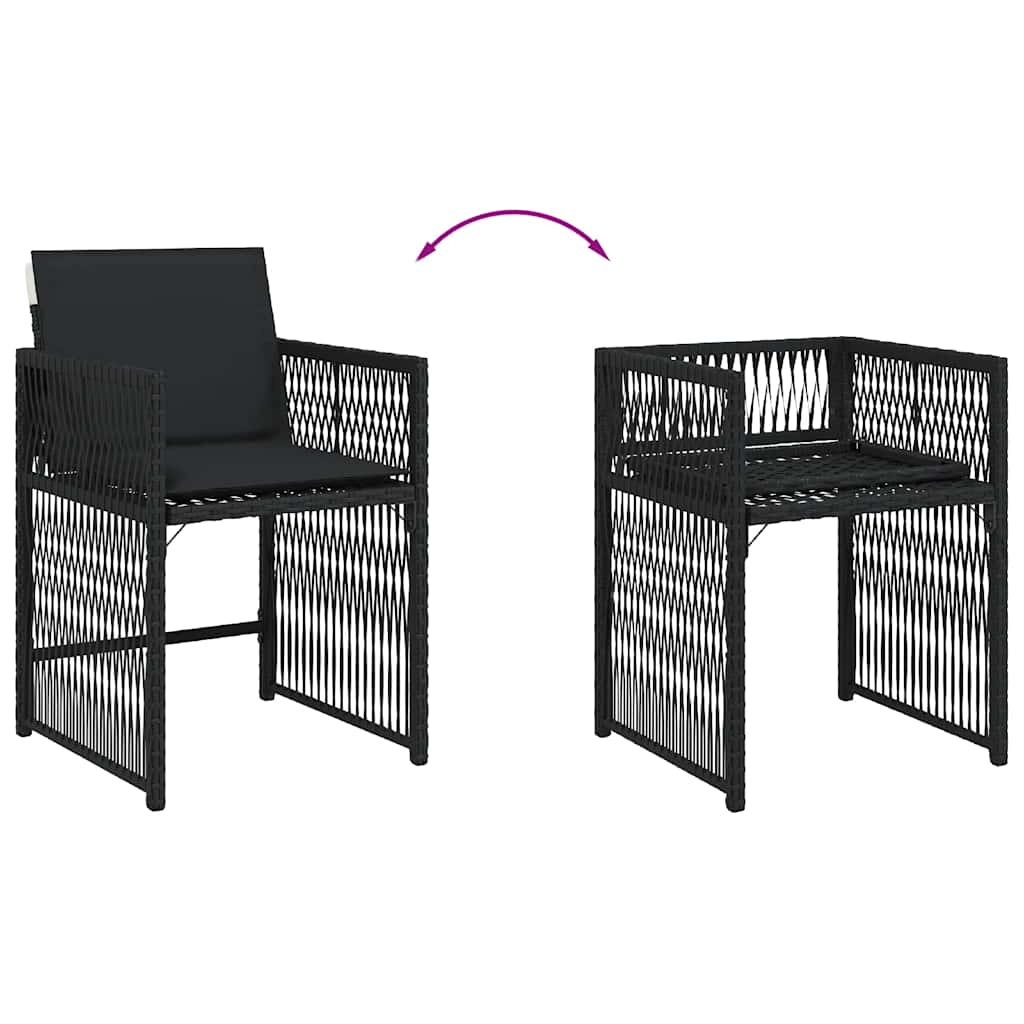 vidaXL Garden Chairs with Cushions 4 pcs Black Poly Rattan