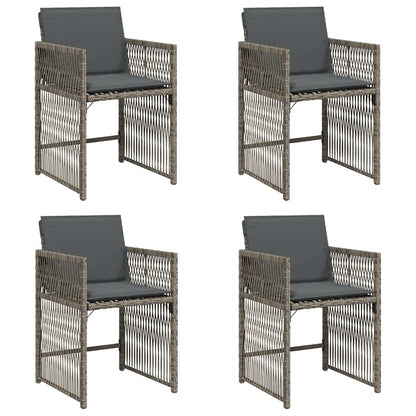 vidaXL Garden Chairs with Cushions 4 pcs Grey Poly Rattan