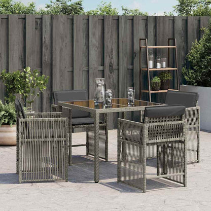 vidaXL Garden Chairs with Cushions 4 pcs Grey Poly Rattan