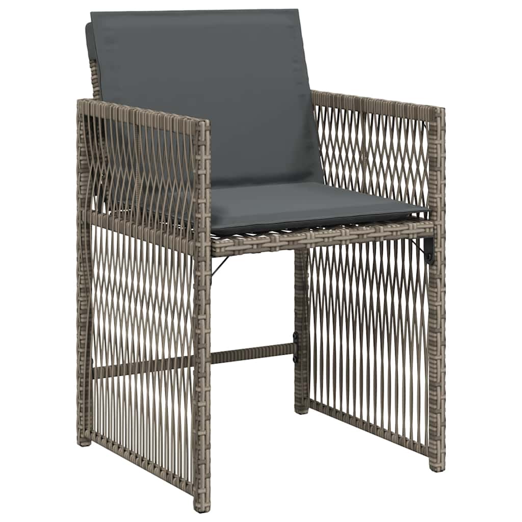 vidaXL Garden Chairs with Cushions 4 pcs Grey Poly Rattan