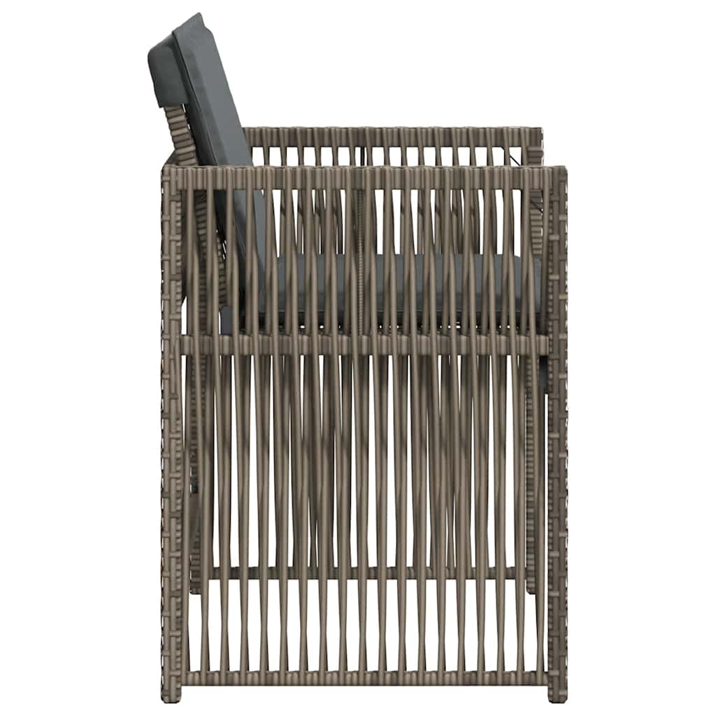 vidaXL Garden Chairs with Cushions 4 pcs Grey Poly Rattan