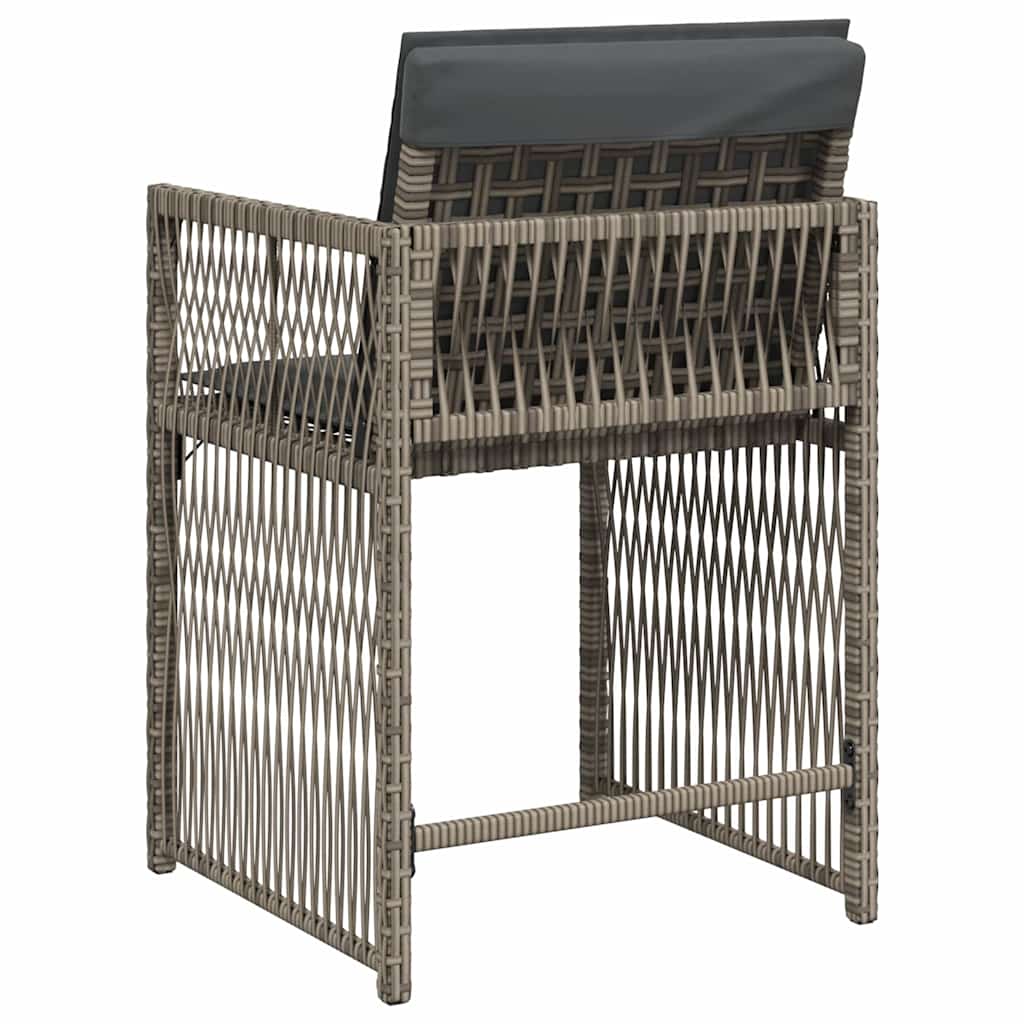 vidaXL Garden Chairs with Cushions 4 pcs Grey Poly Rattan