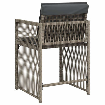 vidaXL Garden Chairs with Cushions 4 pcs Grey Poly Rattan