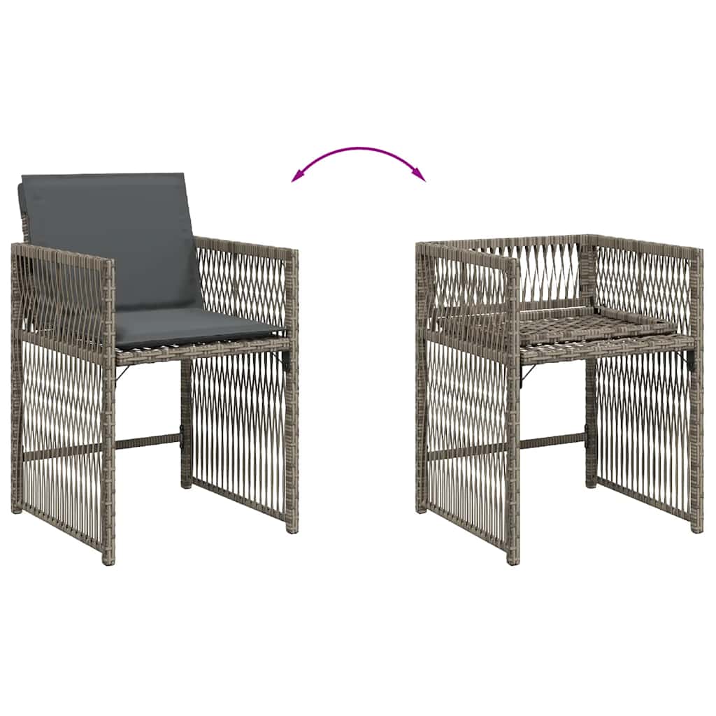 vidaXL Garden Chairs with Cushions 4 pcs Grey Poly Rattan