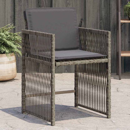 vidaXL Garden Chairs with Cushions 4 pcs Grey Poly Rattan