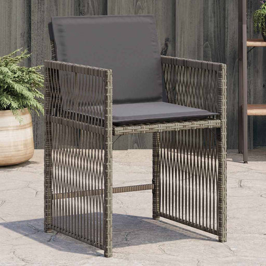 vidaXL Garden Chairs with Cushions 4 pcs Grey Poly Rattan