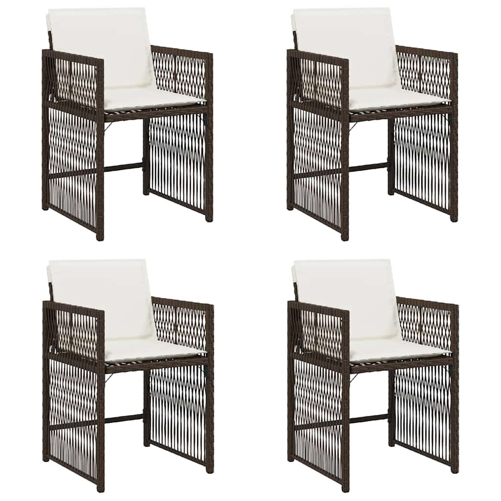 vidaXL Garden Chairs with Cushions 4 pcs Brown Poly Rattan