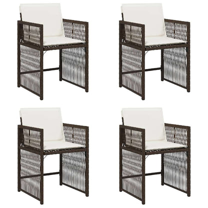 vidaXL Garden Chairs with Cushions 4 pcs Brown Poly Rattan