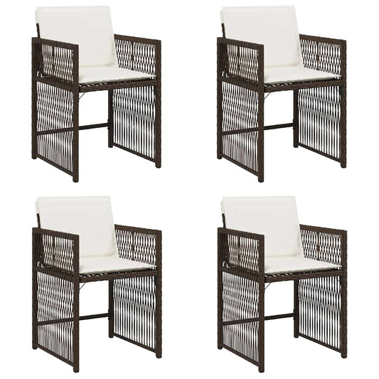vidaXL Garden Chairs with Cushions 4 pcs Brown Poly Rattan