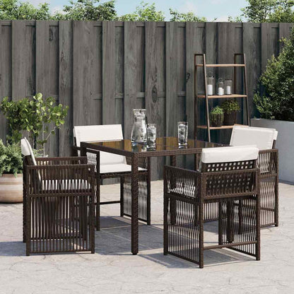 vidaXL Garden Chairs with Cushions 4 pcs Brown Poly Rattan