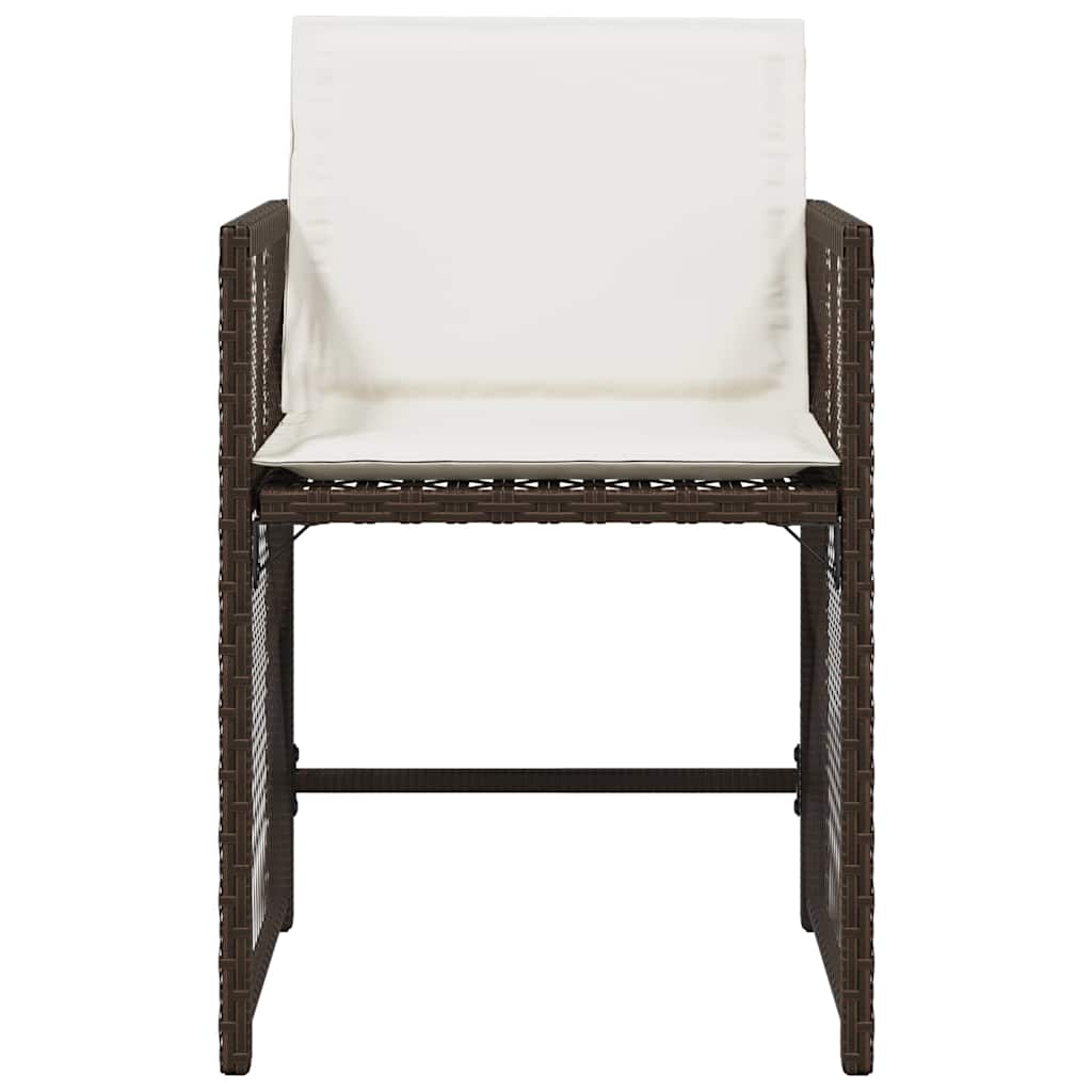 vidaXL Garden Chairs with Cushions 4 pcs Brown Poly Rattan