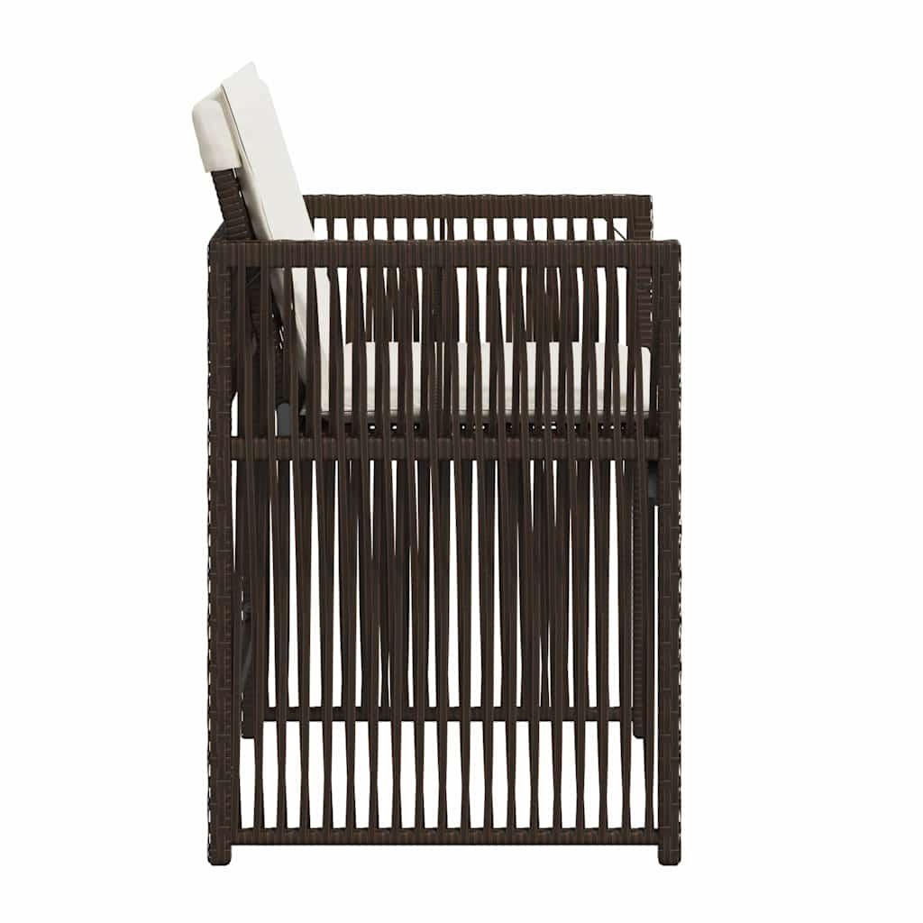 vidaXL Garden Chairs with Cushions 4 pcs Brown Poly Rattan