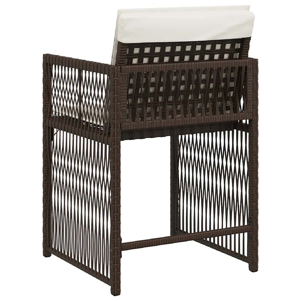 vidaXL Garden Chairs with Cushions 4 pcs Brown Poly Rattan
