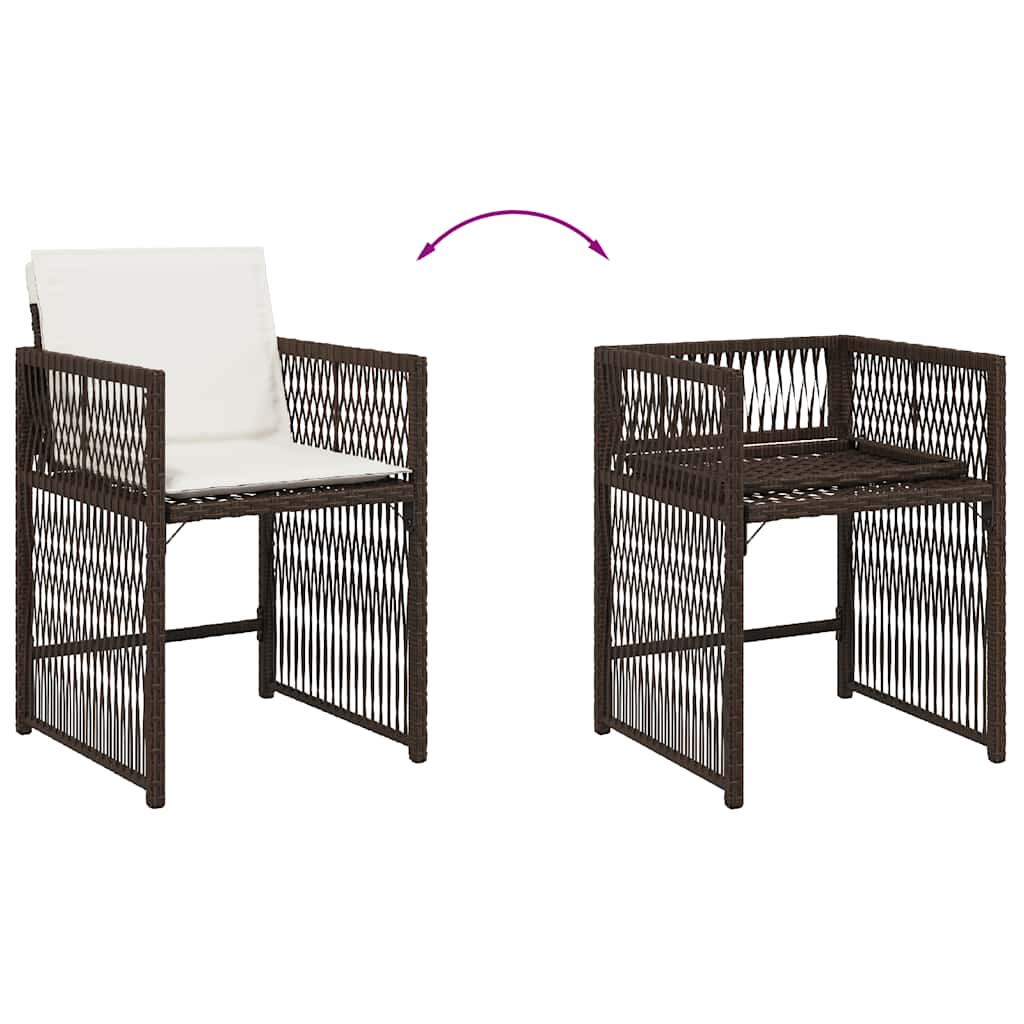 vidaXL Garden Chairs with Cushions 4 pcs Brown Poly Rattan