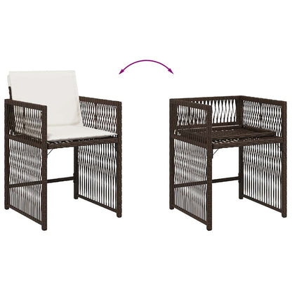 vidaXL Garden Chairs with Cushions 4 pcs Brown Poly Rattan