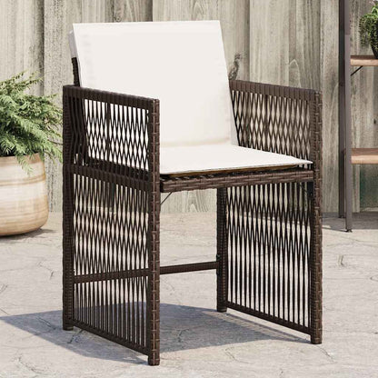 vidaXL Garden Chairs with Cushions 4 pcs Brown Poly Rattan
