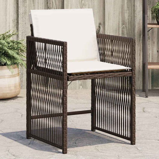 vidaXL Garden Chairs with Cushions 4 pcs Brown Poly Rattan