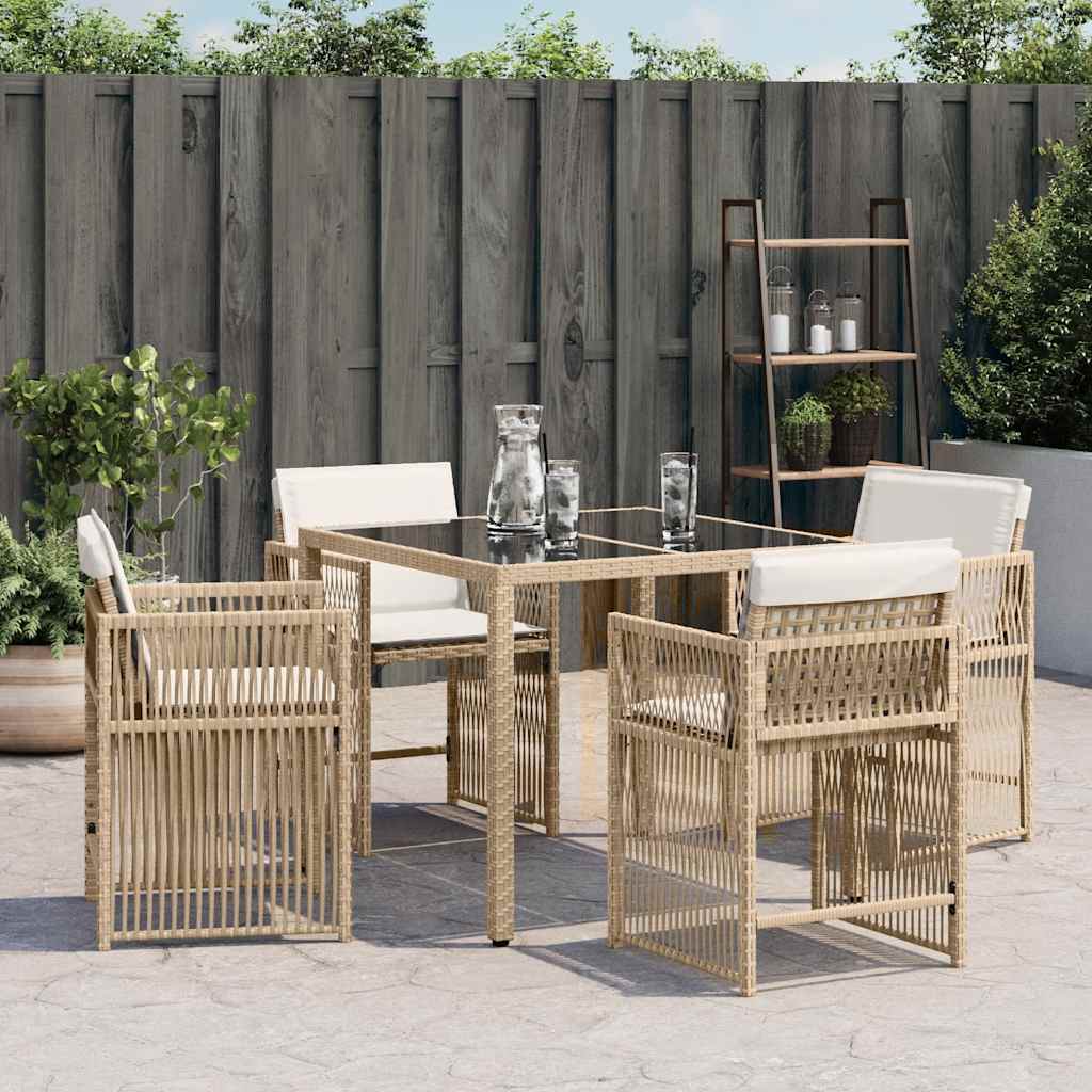 vidaXL Garden Chairs with Cushions 4 pcs Beige Poly Rattan