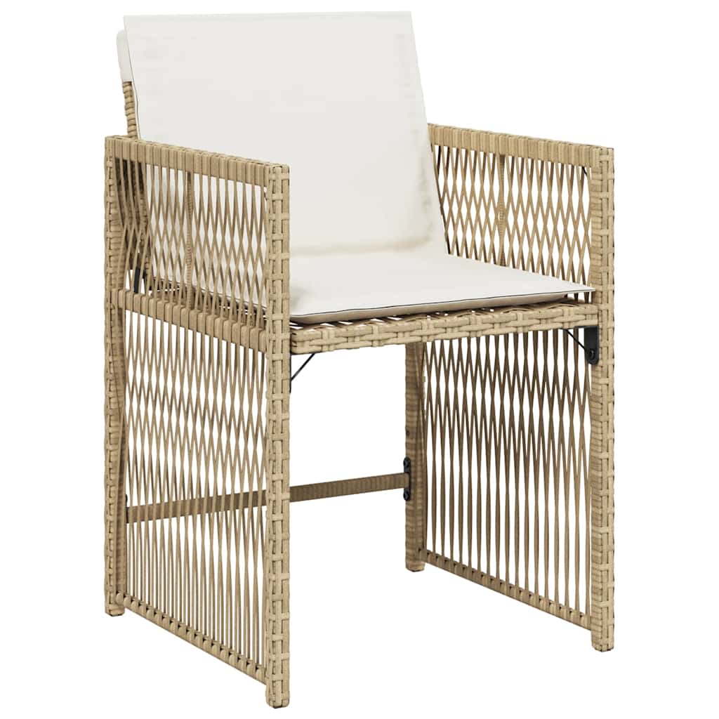 vidaXL Garden Chairs with Cushions 4 pcs Beige Poly Rattan
