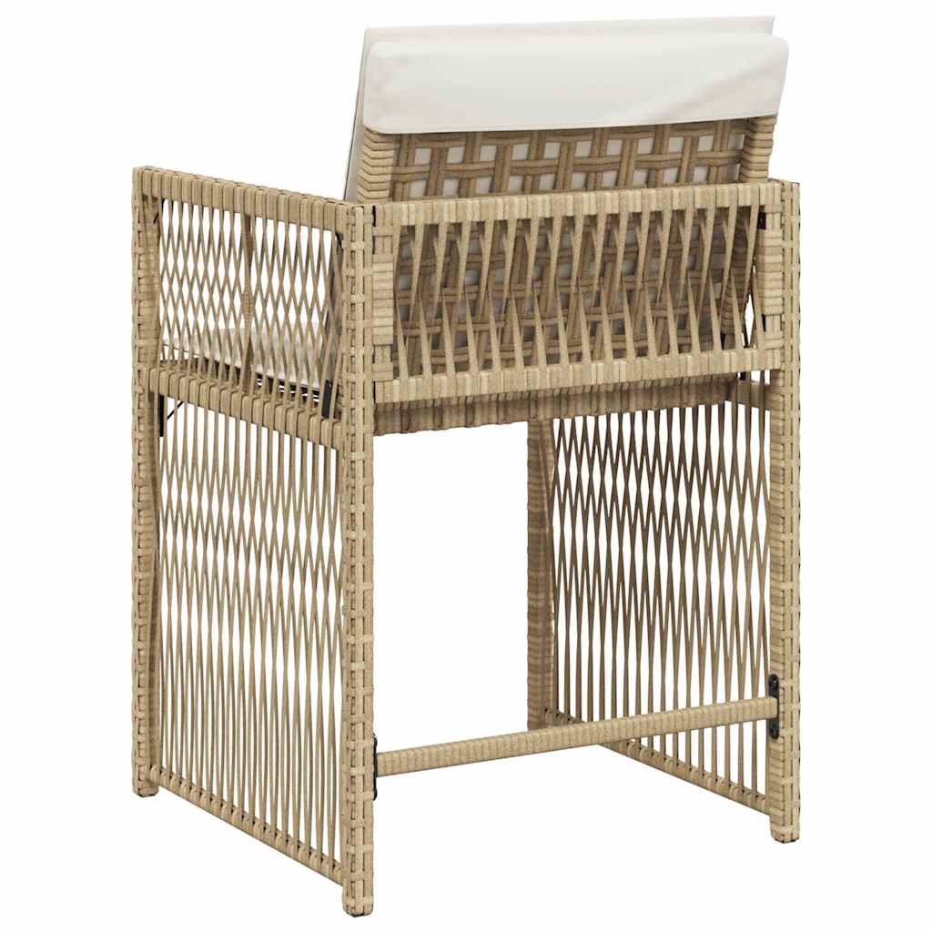 vidaXL Garden Chairs with Cushions 4 pcs Beige Poly Rattan