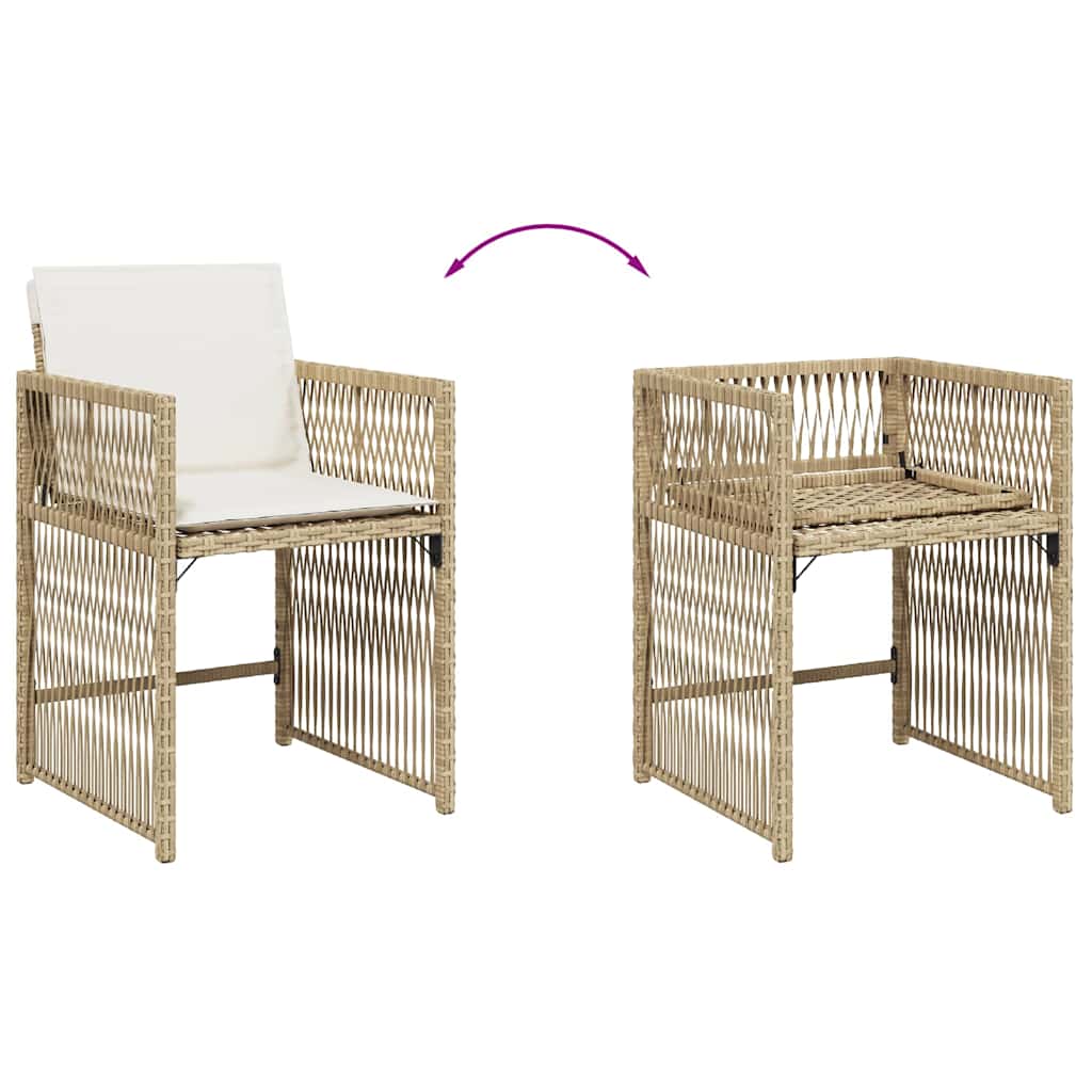 vidaXL Garden Chairs with Cushions 4 pcs Beige Poly Rattan