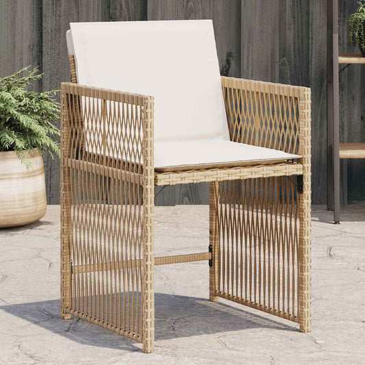 vidaXL Garden Chairs with Cushions 4 pcs Beige Poly Rattan