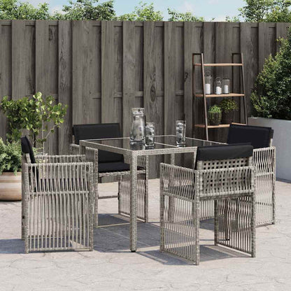 vidaXL Garden Chairs with Cushions 4 pcs Light Grey Poly Rattan