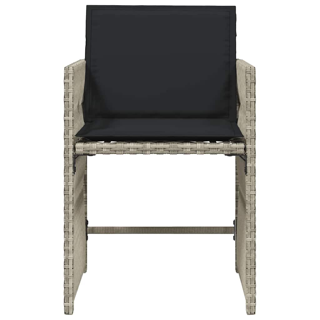 vidaXL Garden Chairs with Cushions 4 pcs Light Grey Poly Rattan