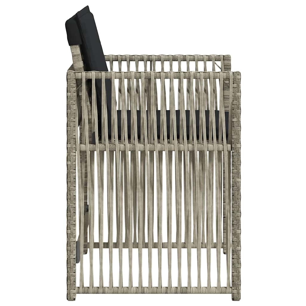 vidaXL Garden Chairs with Cushions 4 pcs Light Grey Poly Rattan