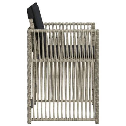 vidaXL Garden Chairs with Cushions 4 pcs Light Grey Poly Rattan