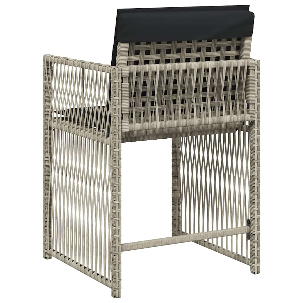 vidaXL Garden Chairs with Cushions 4 pcs Light Grey Poly Rattan