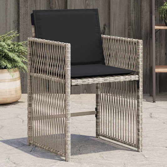 vidaXL Garden Chairs with Cushions 4 pcs Light Grey Poly Rattan