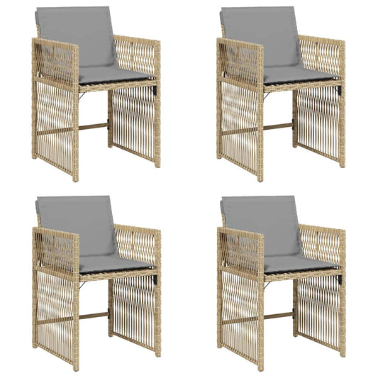 vidaXL Garden Chairs with Cushions 4 pcs Mix Beige Poly Rattan