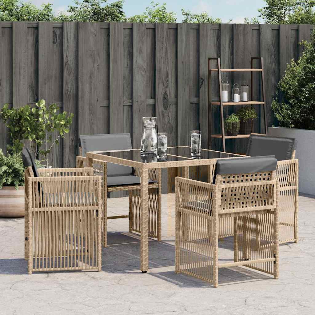 vidaXL Garden Chairs with Cushions 4 pcs Mix Beige Poly Rattan