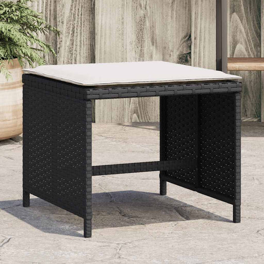 vidaXL Garden Stools with Cushions 4 pcs Black 41x41x36 cm Poly Rattan