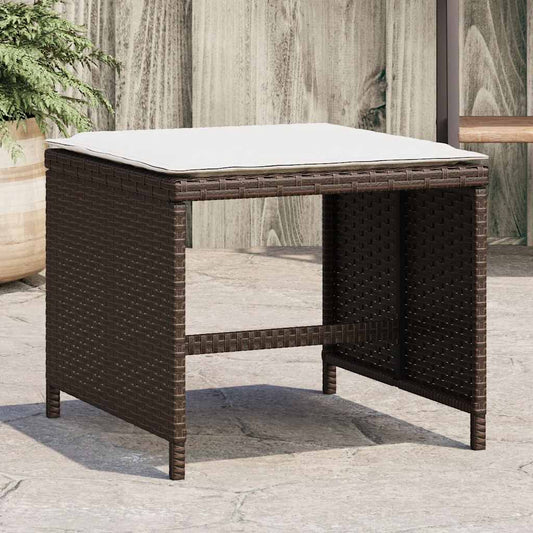 vidaXL Garden Stools with Cushions 4 pcs Brown 41x41x36 cm Poly Rattan