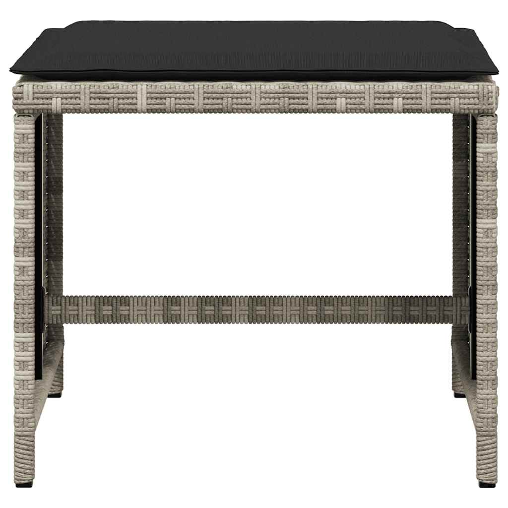 vidaXL Garden Stools with Cushions 4 pcs Light Grey 41x41x36 cm Poly Rattan