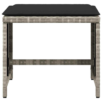 vidaXL Garden Stools with Cushions 4 pcs Light Grey 41x41x36 cm Poly Rattan