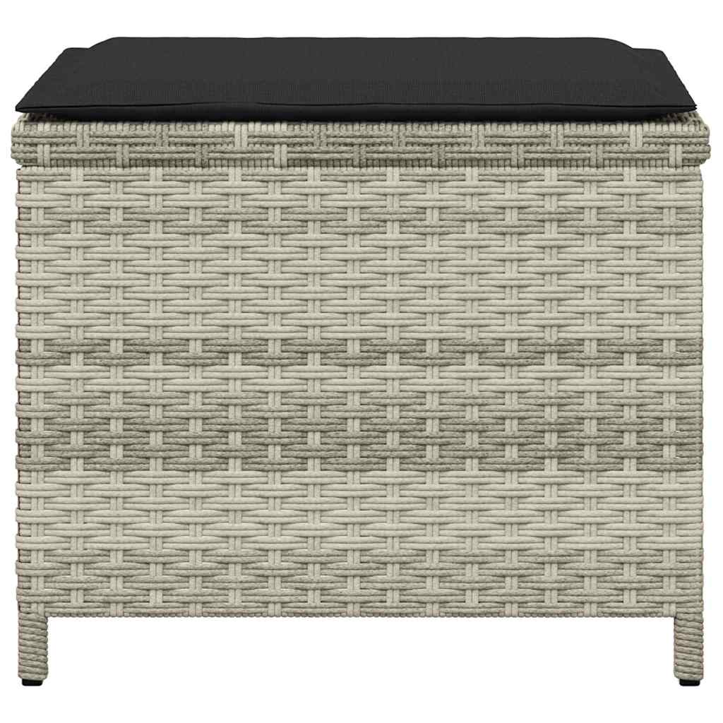 vidaXL Garden Stools with Cushions 4 pcs Light Grey 41x41x36 cm Poly Rattan