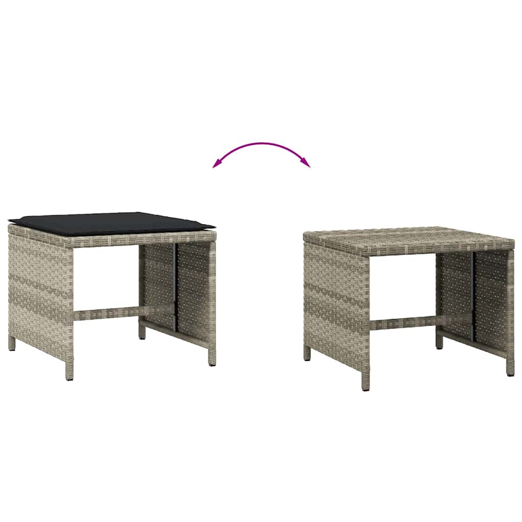 vidaXL Garden Stools with Cushions 4 pcs Light Grey 41x41x36 cm Poly Rattan